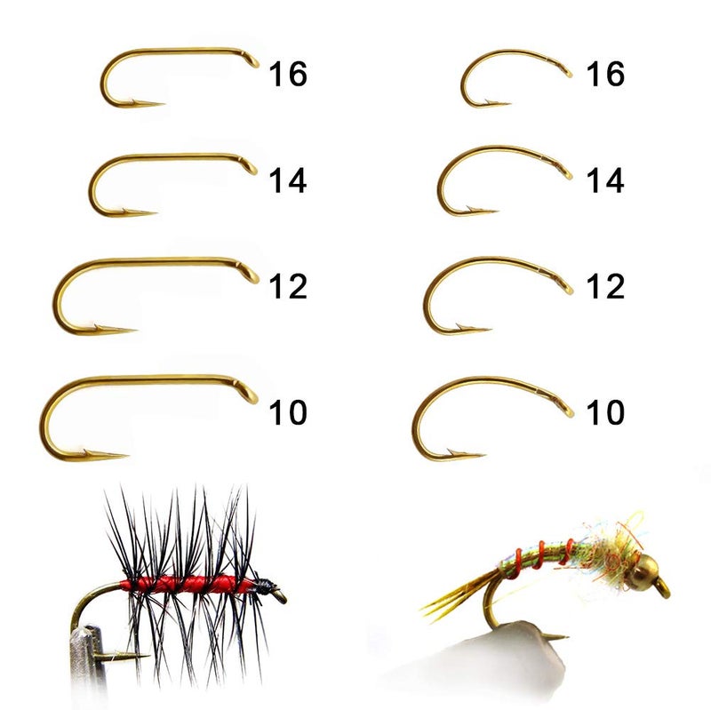 XFISHMAN Fly Hooks for Fly Tying Dry Wet Nymph Flies Curved Fishing Hooks 10# ~16# Assortment Pack of 240 Hooks with Boxâ€¦ - Image 2